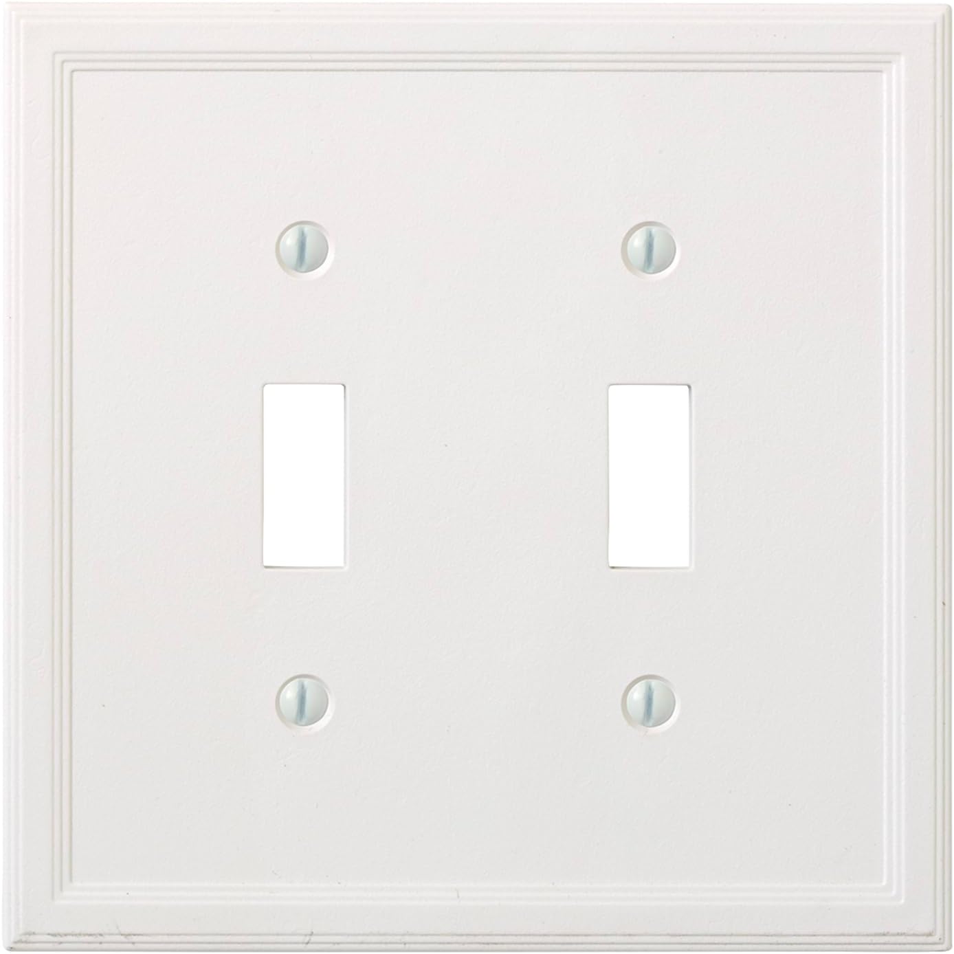 Questech Light Switch Cover, Insulated Double Toggle Wall Plate for Electrical Outlets, 2-Gang Double Switch Plates Standard Size Receptacle Cover, Decorative Cornice, White