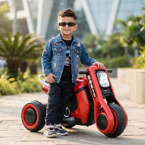 Image of Toyzone Roxie Kids Electric Bike (Red) | Rechargeable Bike with 6V 4.5Ah Battery | MP3 /USB /BT Music & LED Lights| Smooth Acceleration | 6 Months Battery warranty, For Kids Age 2 to 8 Years, Upto 35 kg