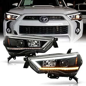 ACANII - For 2014-2022 Toyota 4Runner LED Tube Sequential Turn Signal Projector Headlights Headlamps Pair Set Left+Right