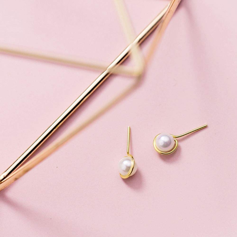 LLXYWJ Ohrringe Creolen Ohrstecker 925 Sterling Silber Blumenohrringe Frauen Pave Zirkonia Ohrpiercing Süßwasserperlenohrringe Modeaccessoires