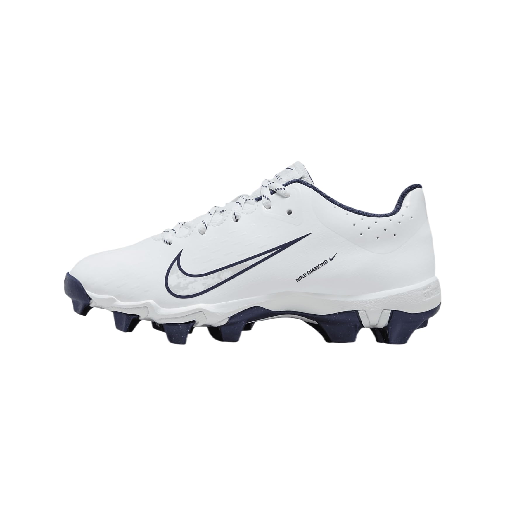 Nike Hyperdiamond 4 Keystone Big Kids' Softball Cleats (FZ0919-103, White/Pure Platinum/Midnight Navy) Size 1