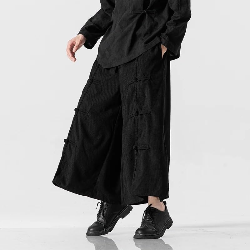 Chinese Style Retro Wide Leg Pants Men Loose Corduroy Casual Pants Harajuku Trousers Male Casual Pants4