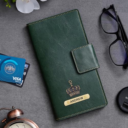 Image of Customized Travel Wallet with Name Engrave | Personalised Passport Holder for Women | Customised Passport Cover for Men and Women | Travel Organizer Gift Wallet (Green)