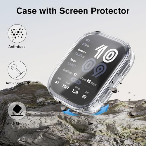 Image of Fintie 3 Packs Screen Protector Case Compatible with Amazfit Bip 6, Soft TPU Plated Bumper Full Protective Cover Cases Scratch-Proof, Clear x 3