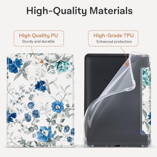 Image of CoBak Case for Kindle Paperwhite 12th Gen 2024 (7 inch) & Kindle Colorsoft Signature Edition (7 inch) - New PU Leather Cover and Clear Soft Silicone Back Cover with Auto Sleep Wake Feature