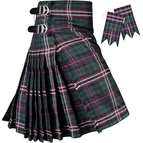 H HIGHLAND REDSTONE Kilt for Men I Scottish Tartan Kilt Polyviscose 8 Yard Traditional Mens Kilt (Scottish National 42-44)