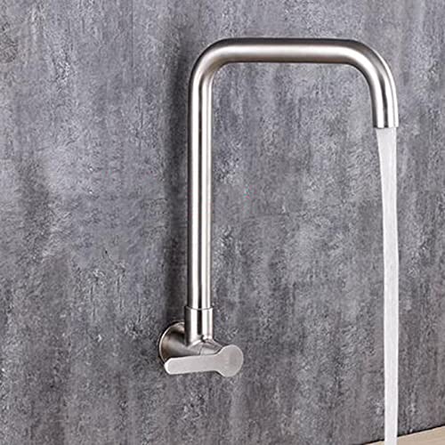 Grifo de cocina de pared monomando en acero inoxidable cepillado