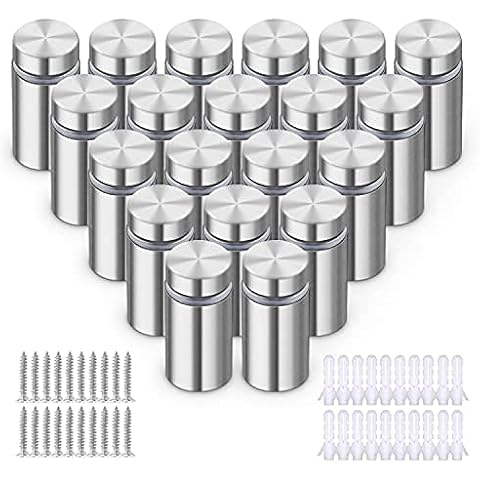 Glass Sign Fixings Standoff Bolt Stainless Steel,Wall Advertising Display Nails for Acrylic Posters Picture Frames Mirrors Holder 20pcs (12x25mm) Cover