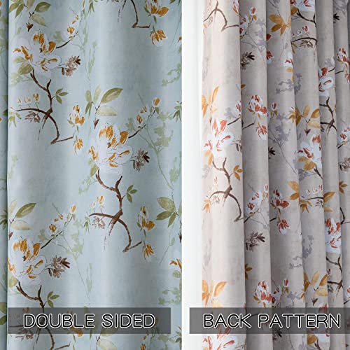 Juego de cortinas para sala de estar de doble cara con acabado premium y estampado floral 5