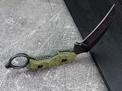 Ccanku C1693 Fixed Blade Knives D2 Blade Steel & G10 Handle, Claw Knife With Kydex Sheath (Army Green) #TOP6