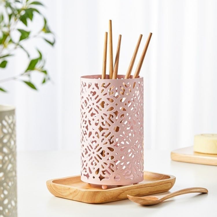 台所用キャディモダンバロックスタイル調理器具ホルダー、キッチンシルバーウェアホルダーオーガナイザー、カウンター用くり抜かれた金属製器