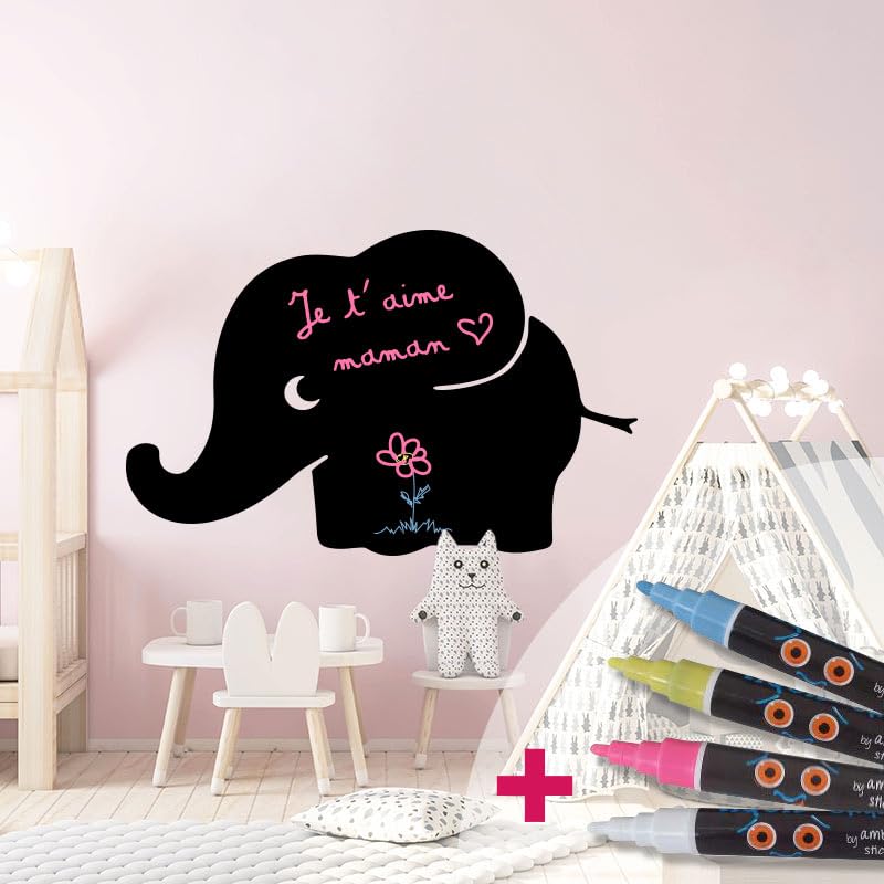 Tableau noir adhésif éléphant pour décorer la chambre de bébé