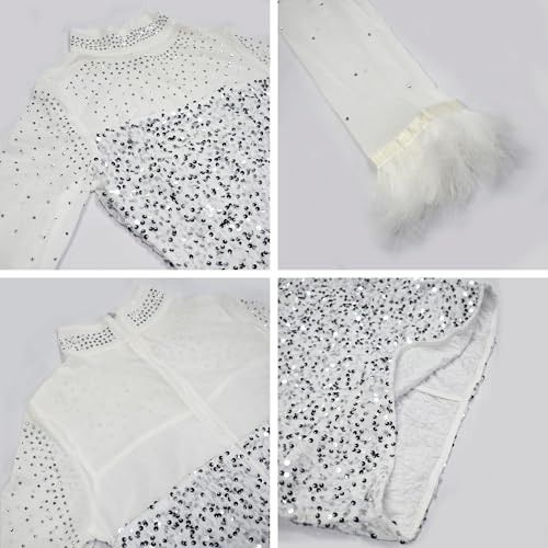 Image of Jigfar Women's Sexy Elegant Rhinestone Mesh See Through Bodycon Party Club Night Mini Dress(FY9272,White,S)