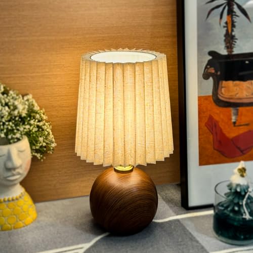 nomoluke Small Pleated Table Lamp for Bedroom, Bedside Lamps for Nightstand, Dimmable Desk Lamp...