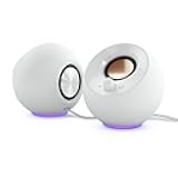 Pebble SE Minimalist 2.0 USB-C Powered PC Speakers with RGB Lighting​, 3.5 mm AUX-in, Up to 4.4W RMS Power for Computers and Laptops (White)