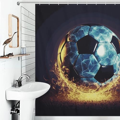 Rideau de douche anti éclaboussures en polyester robuste imprimé football