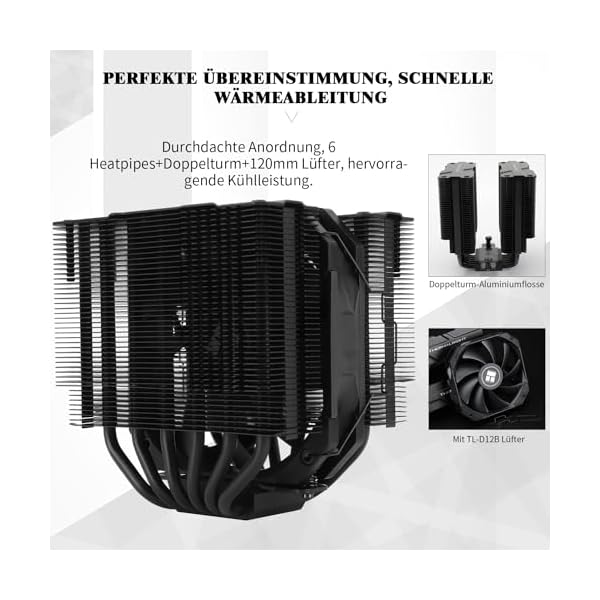Thermalright Peerless Assassin 120 Mini Black CPU Cooler, 6 tubos de calor AGHP Technology, con ventilador PWM de 120 mm, velocidad de 1500 rpm, para AMD:AM4/AM5/Intel LGA - Image 5