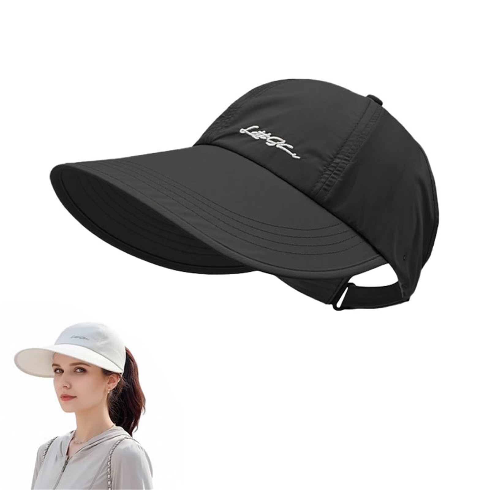 Ehoter Women's Black Upf Sun Protection Baseball Hat For Men And Lightweight Wide Brim Outdoor Hats, Quick-Drying Waterproof Wide Brim (Black)