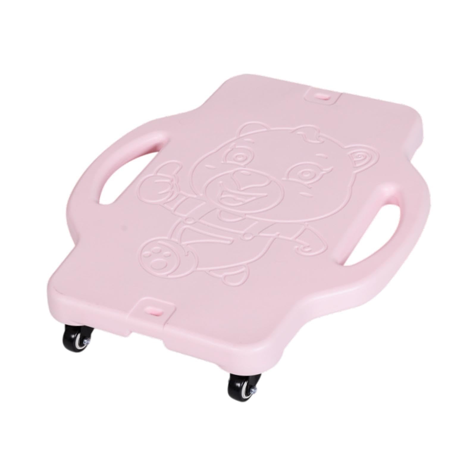 QSTDGVPW Scooter Board Floor Scooter Board for Kids Children, Portable Skateboard Sitting Scooter Board with Handle for Backyard Gym, Pink