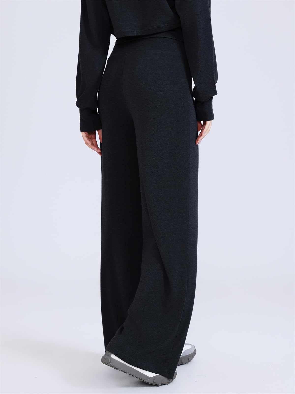 SotRong Pantalones de yoga de cintura alta y pierna ancha para mujer, pantalones deportivos con cordón, estilo palazzo