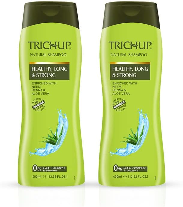 TrichupHealthy, Long & Strong Herbal Hair Shampoo - The Natural Goodness of Aloe Vera, Neem & Henna 400ml - Pack of 2