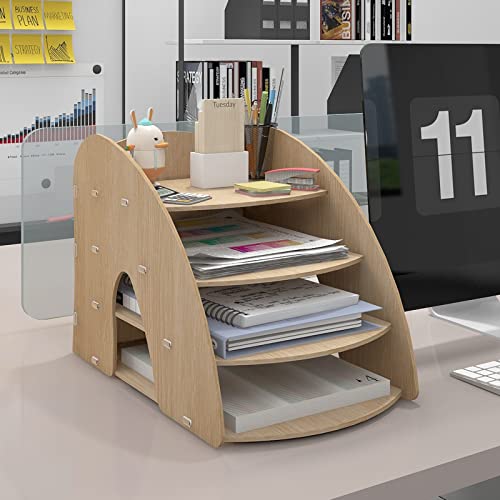 PUNCIA Büro Schreibtisch Zubehör Zeitschriftenhalter Rack Schreibtisch Organizer für Dokumente Briefablage A4 Papierbücher Notizbücher Schreibwaren für Schule Student Büro Zuhause Cover