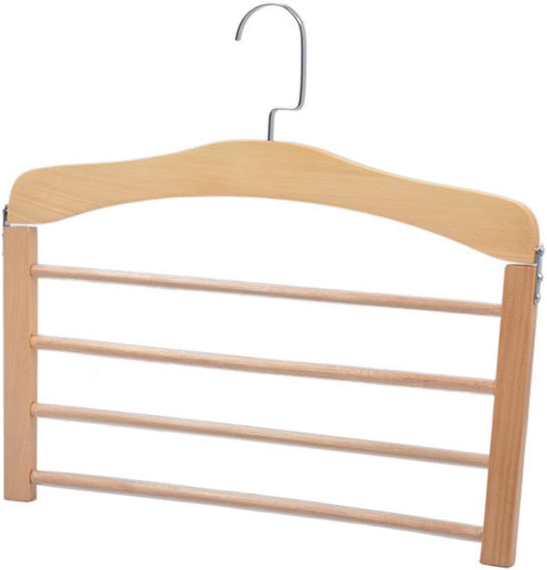 Hanger al Solid Wood Storage Pants Rack Multi-Layer Pants Clip Space Saving Non-Slip Coat Hangers for Shorts Pants Scarves and Tie Standard Hangers (Color : Beige)