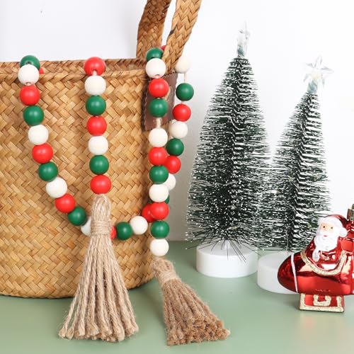 Cuentas decorativas de madera Meplait de estilo boho granja con borlas 5