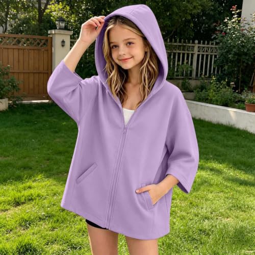 Sweatshirts for Girls Zip Up Hoodie Oversized Jacket with Pockets | Oversized Drop Shoulder Hooded Top Soft Comfy Sweatshirt with Pockets forSchool Lounge Outdoor Fall Winter - image 2