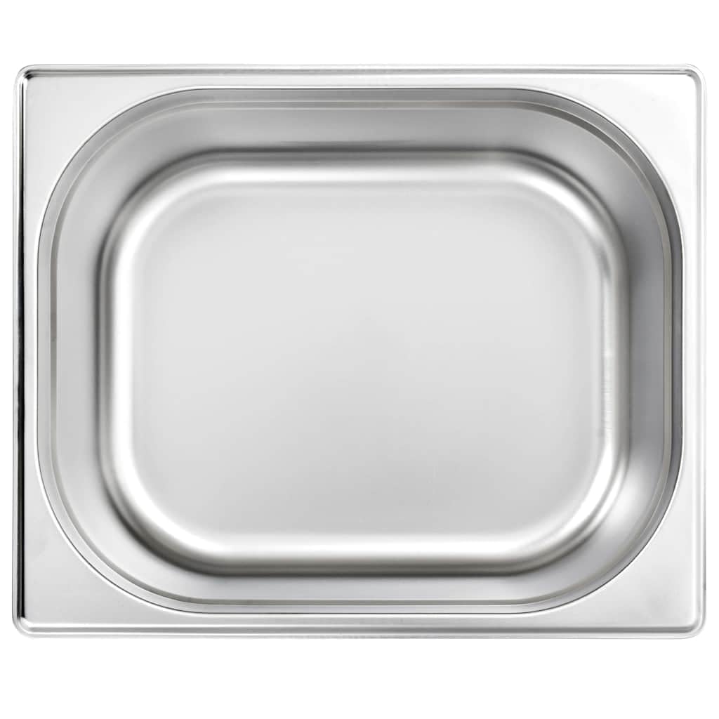 Pojemniki gastronomiczne GN 1/2 ze stali nierdzewnej, 325 x 265 x 200 mm, pojemniki ze stali nierdzewnej z możliwością układania w stos, do gastronomii i gospodarstwa domowego, 2 sztuki