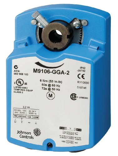 Johnson Controls M9106-IGA-2 Electric Non-Spring-Return Actuator, On/Off/Floating Control with Timeout, 6 Nm Torque