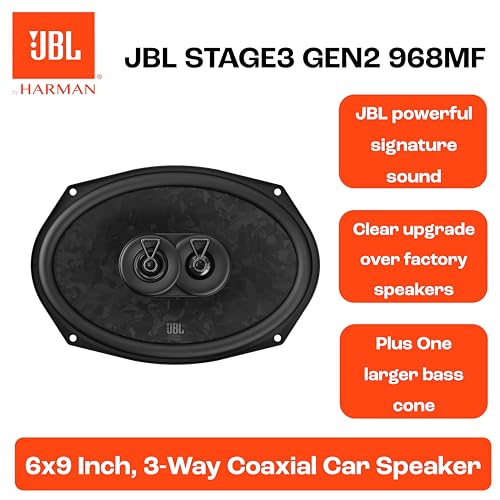 Image of JBL Stage3 968MF 6x9 in / 15x23 cm 3-Way Oval Coaxial Car Speakers