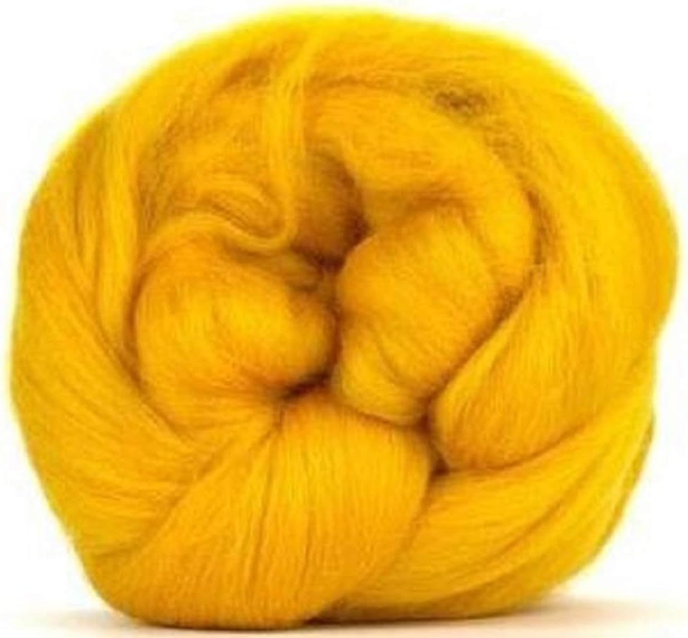 4 oz Paradise Fibers 64 Count Dyed Sunset (Yellow) Merino Top Spinning Fiber Luxuriously Soft Wool Top Roving for Spinning with Spindle or Wheel, Felting, Blending and Weaving