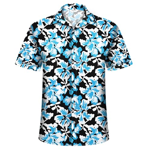 Image of Hawaiian Shirt for Men Tropical Shirts Summer Beach Button Down Short Sleeve Luau Aloha Floral Cruise Vacation Outfit 2026