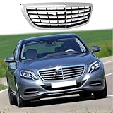 BUFEETERS Front Bumper Upper Grille Fit For 2014 2015 2016 2017 2018 2019 2020 Mercedes Benz S-Class W222,MayBach Style,Chrome&Black