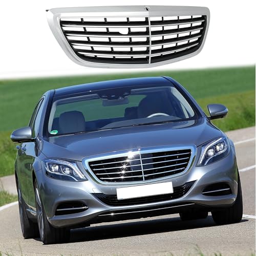 BUFEETERS Front Bumper Upper Grille Fit For 2014 2015 2016 2017 2018 2019 2020 Mercedes Benz S-Class W222,MayBach Style,Chrome&Black