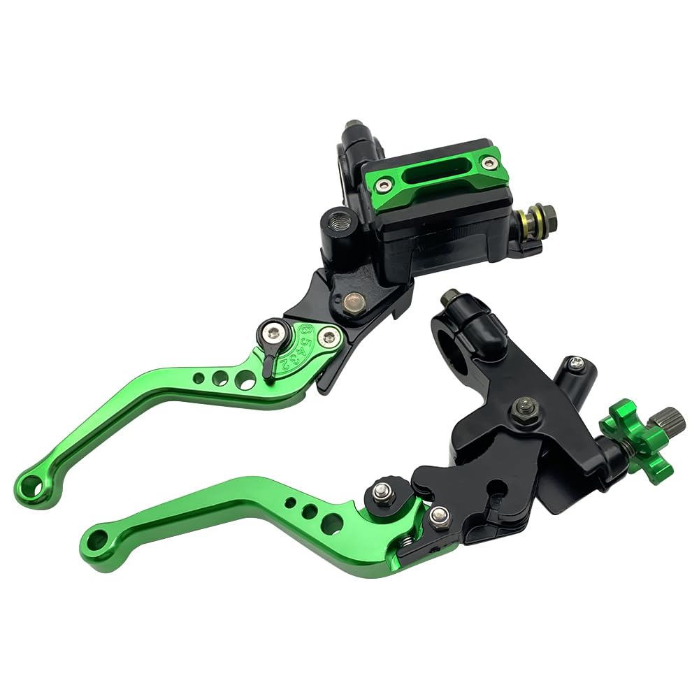 Universal Lenker Hauptbremszylinder Kupplungshebel Set 7/8 Zoll 22 mm kompatibel mit Polaris Yamaha Suzuki Honda Kawasaki Motorrad Grün