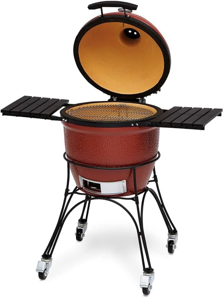 Kettle Joe™ 22inch Charcoal Grill in Red with Hinged Lid, Cart, and