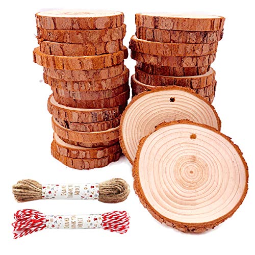 Unfinished Natural Wood Slices 30 Pcs 2.4