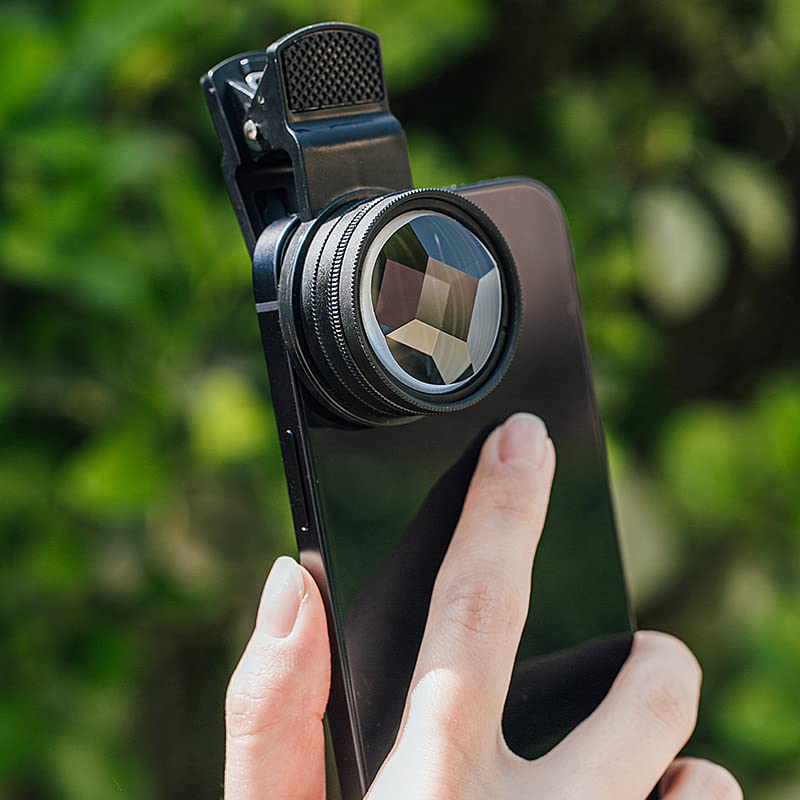 Cell Phone Special Effects Filter, 37mm Fractal Glass Filter Quad Prism Lens Filter, with Detachable Clip - Image 4