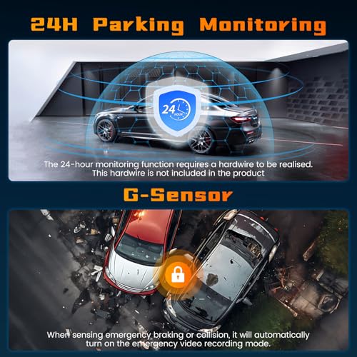 Hikity 360° Dash Cam for car, 4 Channel Front Rear Inside 1080P Camera with 64G Card, DVR Camera Car Recorder with 8 IR Night Vision, Loop Recording, G-Sensor, 24H Parking Monitor