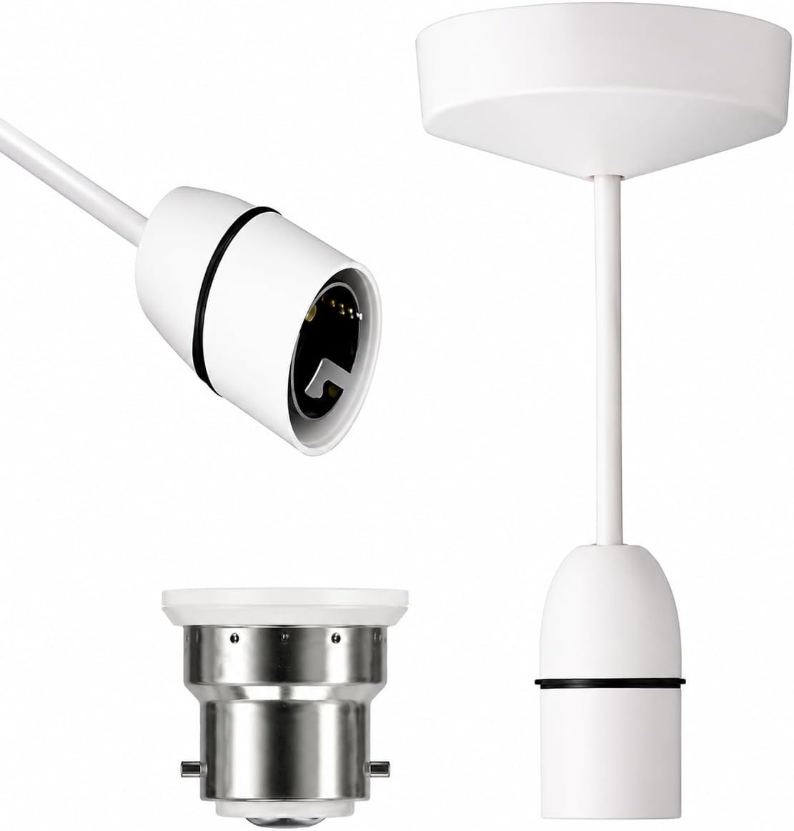 Ceiling Rose Pendant Bulb Holder Plastic Pendant Size 6โ (150mm) with Energy-efficient (Enargy A++) Ideal for Kitchen, Living, Bedroom, and Dining Room Lighting