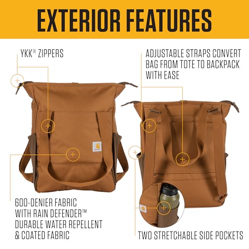 Carhartt Classic Convertible Backpack Tote, Durable Water Repellent Material W/ 17" Laptop Sleeve, Port2