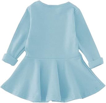 Girls' Baby Dress Infant Toddler Girl Ruffles Long Sleeves Knit Sweater Cotton Dress