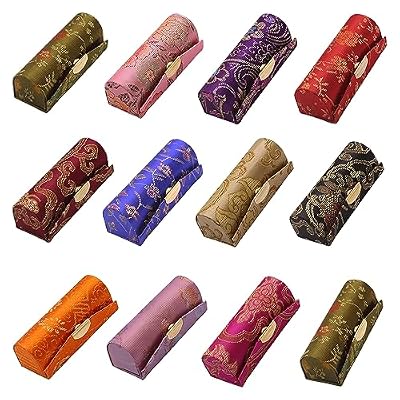 12PCS Lipstick Case with Mirror Bulk, Small Lipstick Holder for Purse, Storage Box Mini Floral Jewelry Cosmetic Case (Random Color)