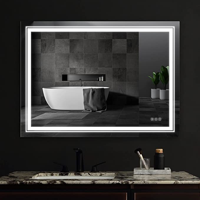 Smart Touch 32x44 inch Dimmable Lighted Vanity LED Mirror for Bathroom - Anti-Fog, 3 Color Modes (80x110cm)
