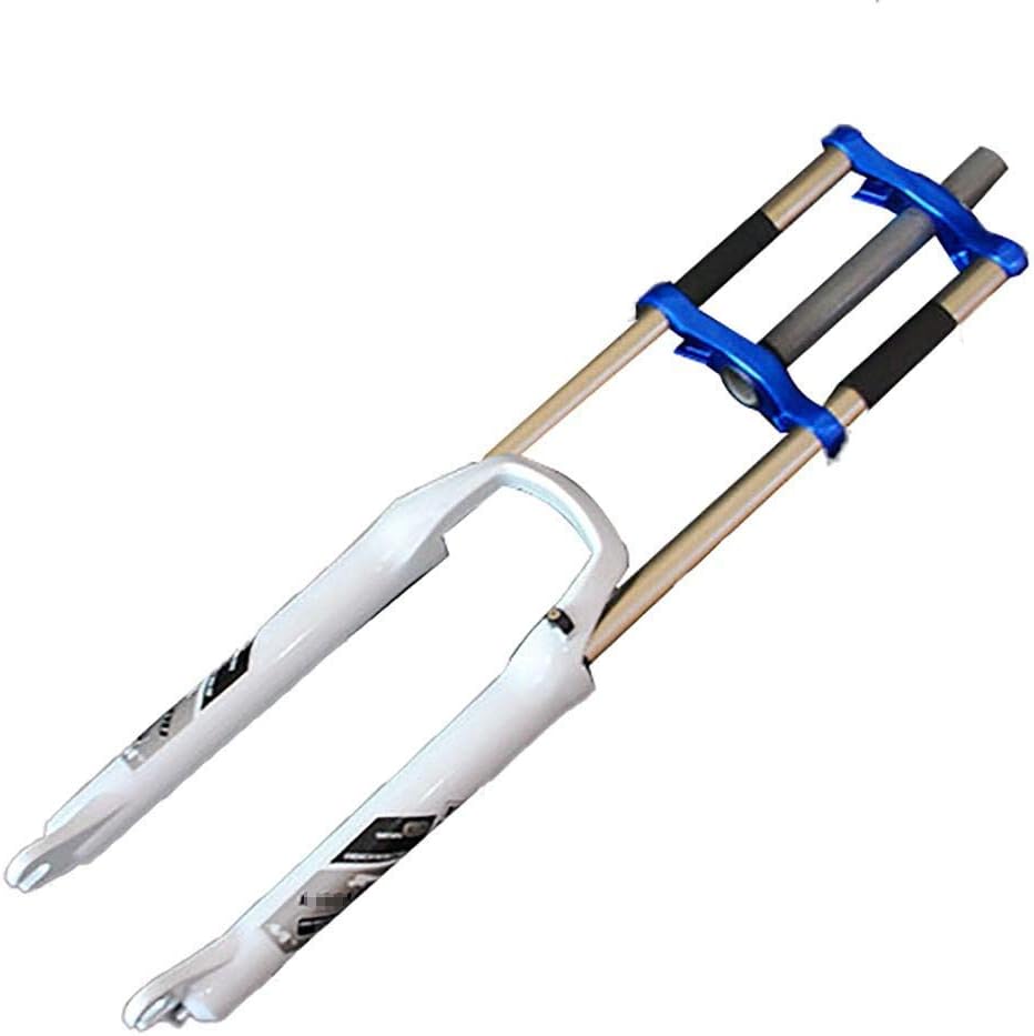 Amazon 自転車用サスペンションフォーク、26インチマウンテンバイクフロントフォーク、自転車用フロントフォークダブルショルダーオールアルミニウムチタンメッキ/ストローク100mm/A