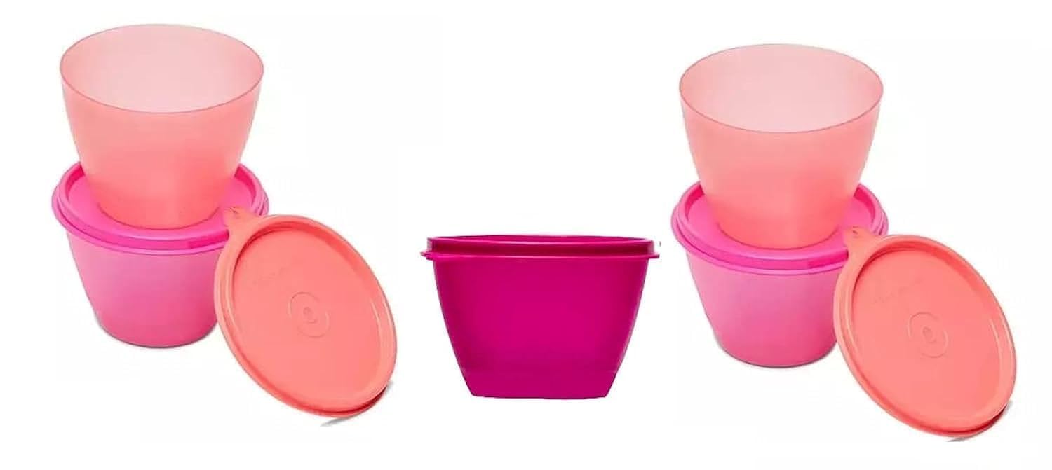 Tupperware Bowled Over Plastic Container Set, 450 Ml Set Of 5 Multicolored, Blue