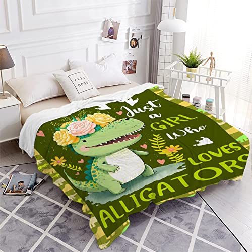 Alligator Blanket Just A Girl Who Loves Alligators Blanket Practical Gifts For Girls Women Lightweight Soft Flannel Fleece Throw Blankets For Couch Bed Sofa Small-Kid (50"X40") #TOP4