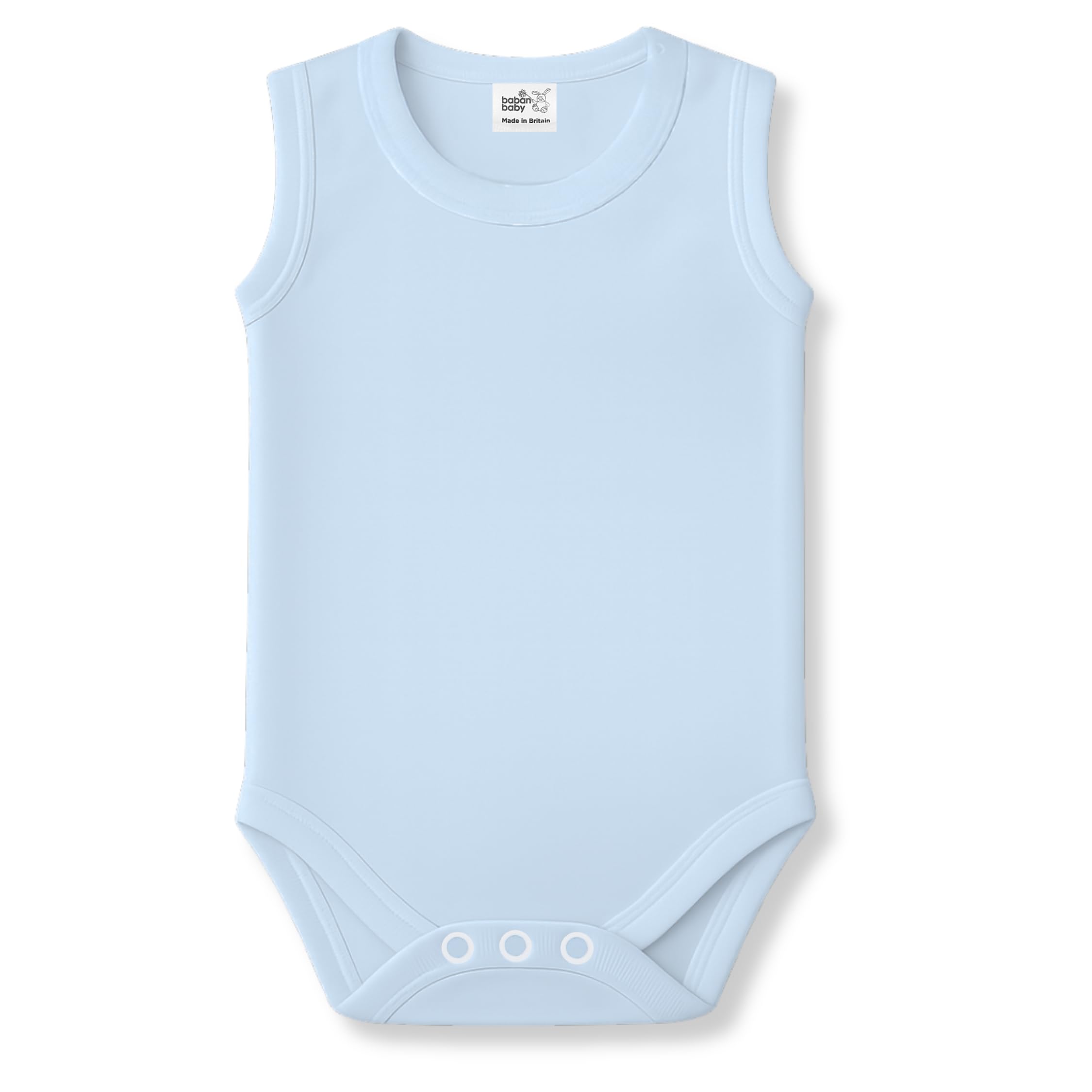Baban Baby Sleeveless Bodysuit - Plain Soft Cotton Vest for Baby Boys and Girls Blue 0-3 Months